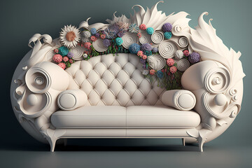 flowers on a a couch . Generative AI