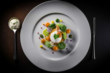 Perfect top down shot food dish photography AI generative