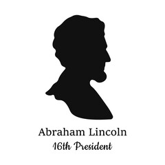 Silhouette of the 16th President of America Abraham Lincoln. Isolated vector illustration on white background.