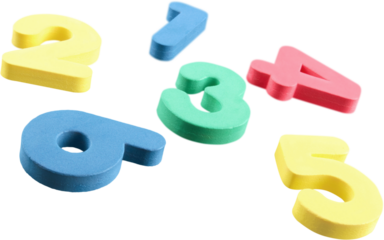 Assorted foam numbers