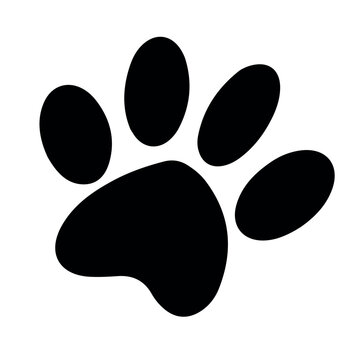 Animal paw silhouette. Paw prints. Dog or cat puppy icon. Pet footprint.