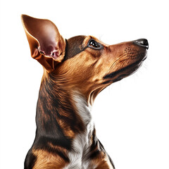 cute dog, profile view, white background