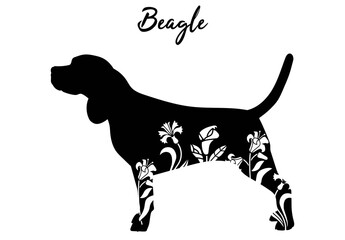 Beagle with floral design