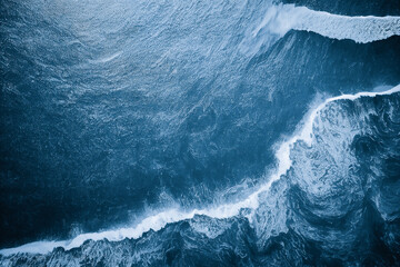Fototapeta na wymiar Spectacular aerial top view background photo of ocean sea water splashing. generative ai