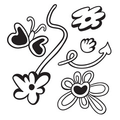 set of doodle elements for valentine's day design.Vector flat illustration. Postcard and poster for valentin