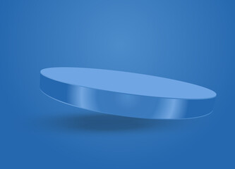 A Blue 3Ds Stage or podium, stand. Vector stage for showing products display. and illuminated pastel podium 3Ds