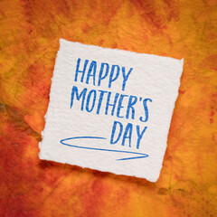 Happy Mother's Day - handwriting on an art paper, greeting card