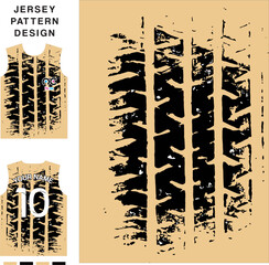 Abstract car tire tracks concept vector jersey pattern template for printing or sublimation sports uniforms football volleyball basketball e-sports cycling and fishing Free Vector.
