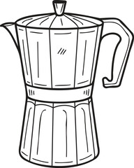 Hand Drawn Coffeemaker Moka pot illustration in doodle style