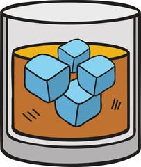 Hand Drawn glass of whiskey illustration in doodle style