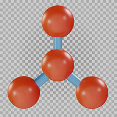 3d cartoon molecule structure in realistic funny colorful style on transparent background. Render bright toy object. Plastic cute glossy design element. Vector minimal illustration.