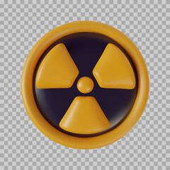 Fototapeta premium 3d cartoon radioactive hazard sign in realistic funny colorful style on transparent background. Render bright toy object. Plastic cute glossy danger label. Vector minimal illustration.