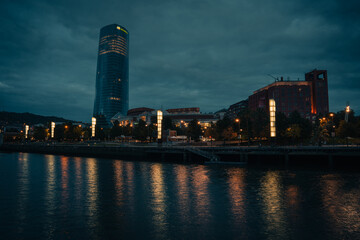 Naklejka premium City of Bilbao at night