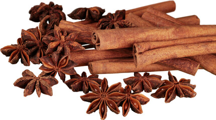 Star Anise And Cinnamon Sticks - Isolated