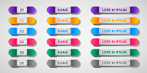 Fototapeta premium Set banner buttons for web vector, infographic, technology digital marketing data presentation.