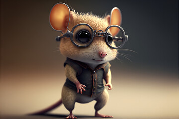 little mouse with glasses, generative ai