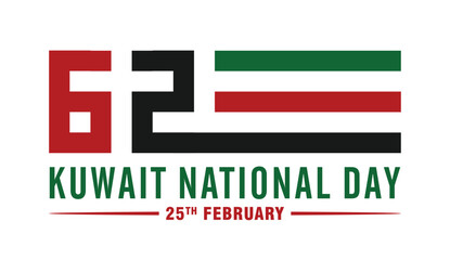 62 Kuwait National Day. 25 February. Vector Illustration.