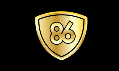 Number Gold Shield Security Black Logo