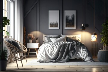 Modern badroom. Scandinavian style. 3D render, 3D illustration.