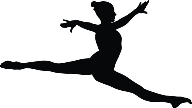 split jump girl gymnast black silhouette