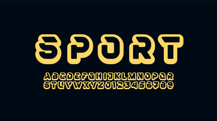 Yellow alphabet font, abstract typography, modern letters and numbers, vector illustration 10EPS