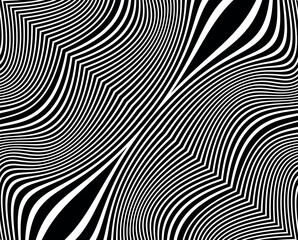 Line art optical .Wave design black and white. Digital image with a psychedelic stripes. Argent base for website, print, basis for banners, wallpapers, business cards, brochure, banner