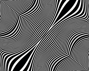 Line art optical .Wave design black and white. Digital image with a psychedelic stripes. Argent base for website, print, basis for banners, wallpapers, business cards, brochure, banner