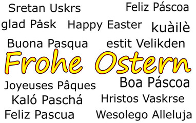 Happy Easter international wordcloud - illustration