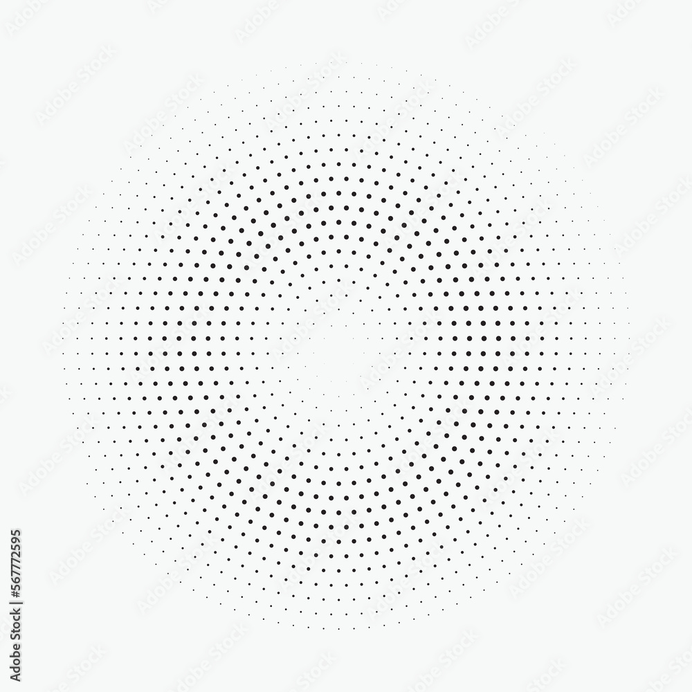 Leinwandbilder dotted circular logo. circular concentric dots isolated on the white background. halftone fabric des