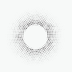 Dotted circular logo. circular concentric dots isolated on the white background. Halftone fabric design. Halftone circle dots texture. Vector design element for various purposes.