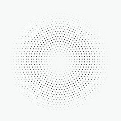 Dotted circular logo. circular concentric dots isolated on the white background. Halftone fabric design. Halftone circle dots texture. Vector design element for various purposes.