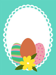 Easter card with a place under the text in a flat style