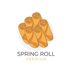 Fried Spring Roll Cartoon Lumpia Vector Illustration Logo
