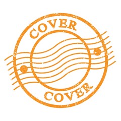 COVER, text written on orange  postal stamp.