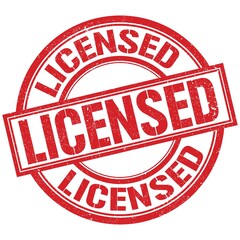 LICENSED written word on red stamp sign