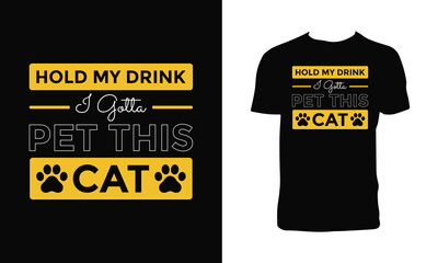 Cat Typographic T Shirt Design. 