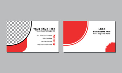 identity vector card template red color business card double side business card name card 