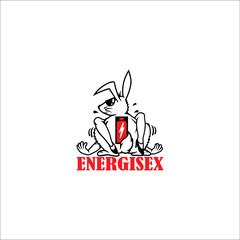 vector bunny is sitting daydreaming and it says (energisex)