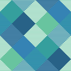 Seamless tartan plaid pattern in Blue and Green Mint and Indigo Color