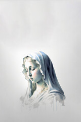 Virgin Mary Design Watercolor Art, Generative Ai