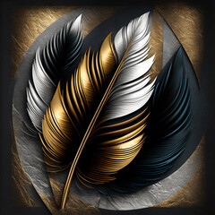 White and gold feather, leaf