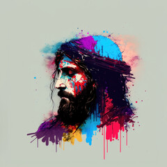 Colorful art of Jesus Christ, Generative Ai