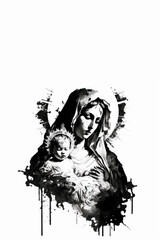 Christianity concept, Mary and Jesus Design Card, Generative Ai