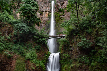 Long Exposure Shot of Multnomah Falls in Portland, OR