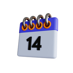 date 14 isometric calendar 3d illustration