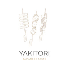 Yakitori Line Art Vector Illustration Logo