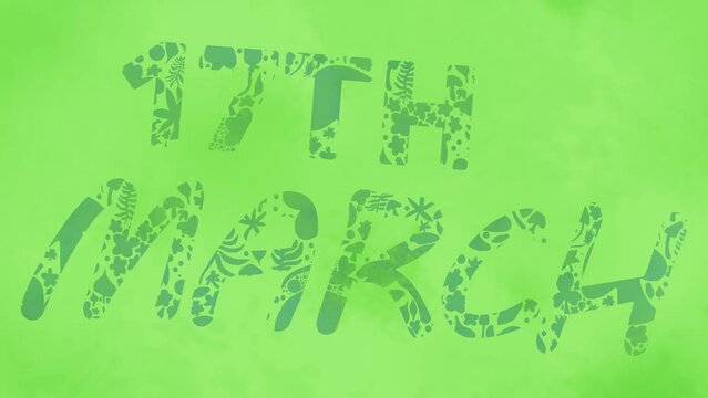 7th of March Decorated with Foliage and Ink Reveal Effect on Green Textured Background Free Video