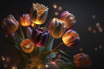 Tulip Flowers, Illustration, Generative AI