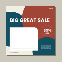 Editable minimal square banner template. Suitable for social media post and web internet ads. Vector illustration with photo college