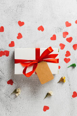 White box with price tag and ribbon